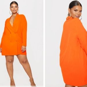 Orange Double Breasted Jacket Dress